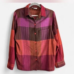Vintage wool gem toned plaid button up